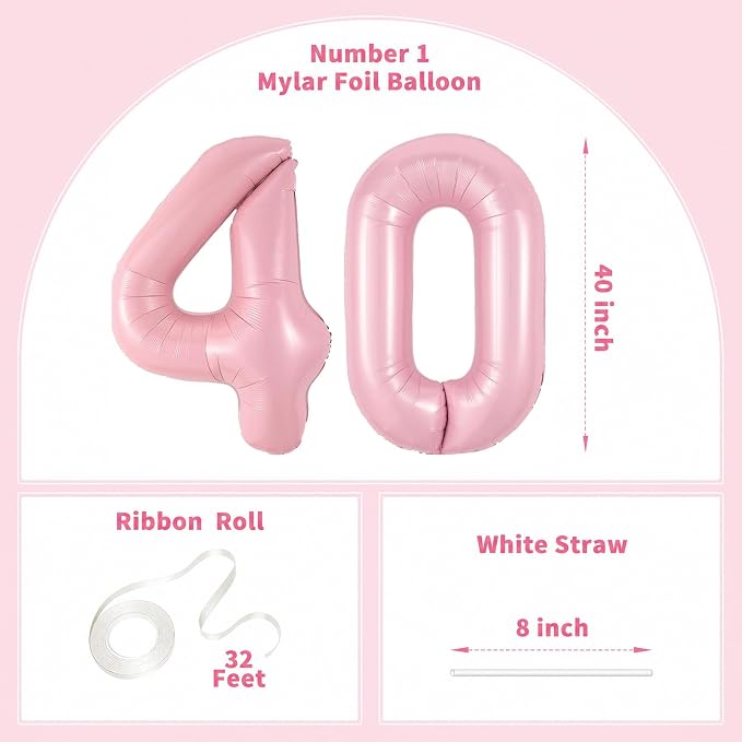 Number Balloons Pink Party Balloon - Image 2