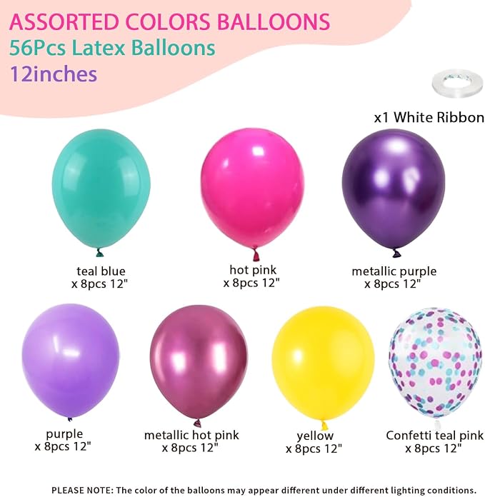 Purple Pink Blue Confetti Balloon, Birthday Balloons Party Decorations- 12in - Image 3