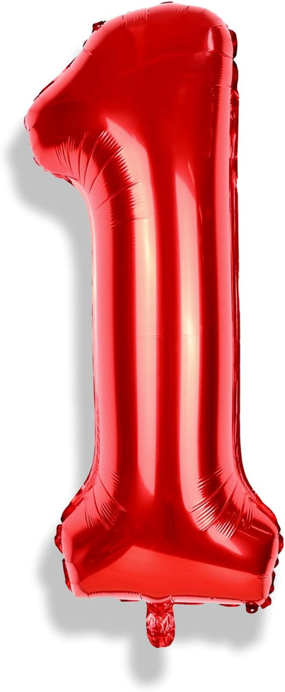 Red 1 Balloon Number for 1st Girls Birthday, 40 Inch Number Foil Balloons 0-9 - Image 8