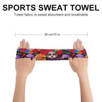 Headbands Men & Women Mexican Rose Sugar Skull Floral Women Day of The Dead Art Sweat Bands for Tennis, Basketball, Running, Gym, Working