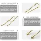 100PCS 2.4Inch U Shaped Hair Pins,Gold Bobby Pins for All Hair Types,Hair Pins for Women,Pain-Free U Pins for Buns With Box（Gold）