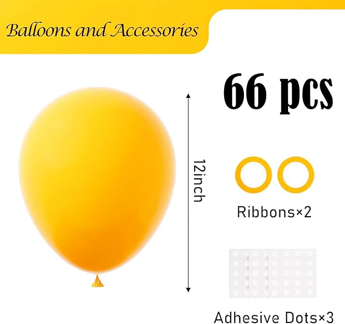 Voircoloria 66pcs Lemon Yellow Mustard Yellow Latex Party Balloons, 12inch | - Image 2