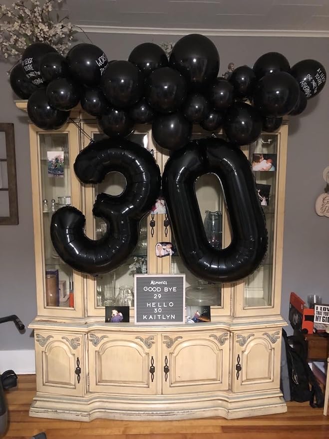 40 inch Number Balloon 0-9 Black Large Number 30 Balloons, Digital Balloons - Image 3