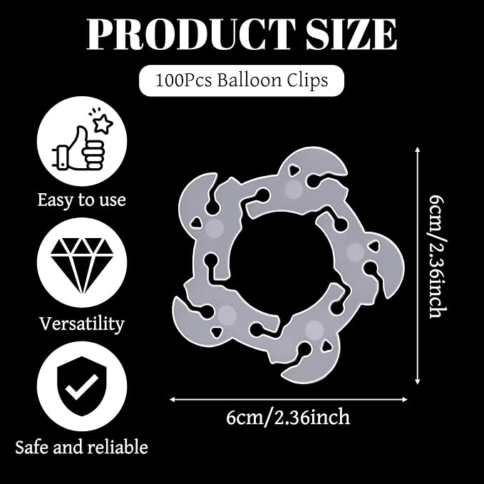 100 PCS Reusable Balloon Clips, Plastic Balloon Arch Connectors | Clear Balloon - Image 4