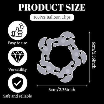 100 PCS Reusable Balloon Clips, Plastic Balloon Arch Connectors | Clear Balloon - Image 4