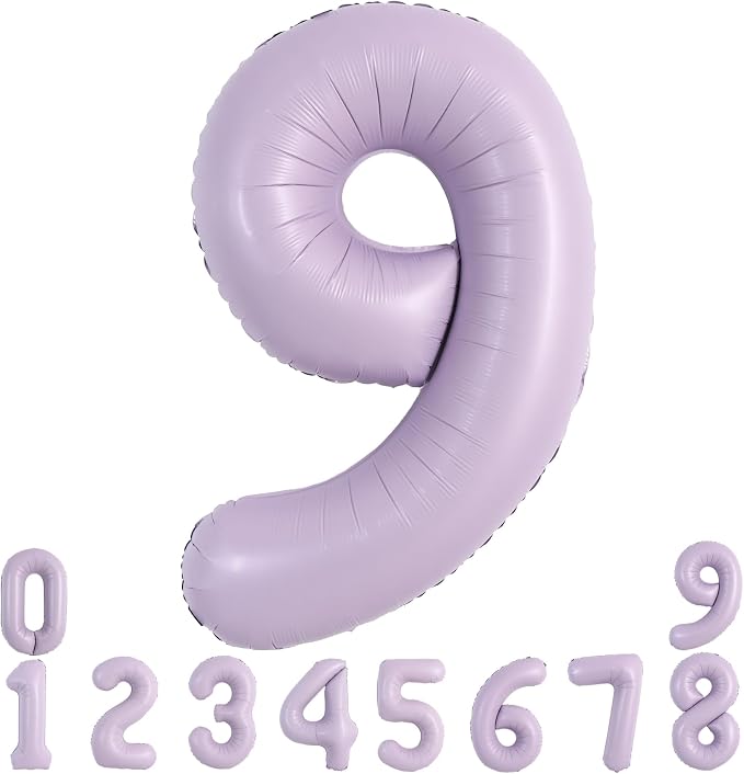 TONIFUL 40 Inch Cream Purple Large Number 9 Balloon by TONIFUL