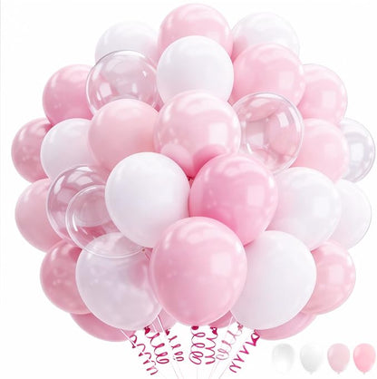 160Pcs 12 Inch Pink White Pastel Pearl Clear Latex Balloons by PAXILE