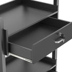Salon Beauty Cabinet Cart Trolley 2-Layer Rolling Storage Drawer Organizer Wheels Lockable Tool Salon Station Barber Stylist Equipment Makeup Spa Cart (Black-2 Layer)