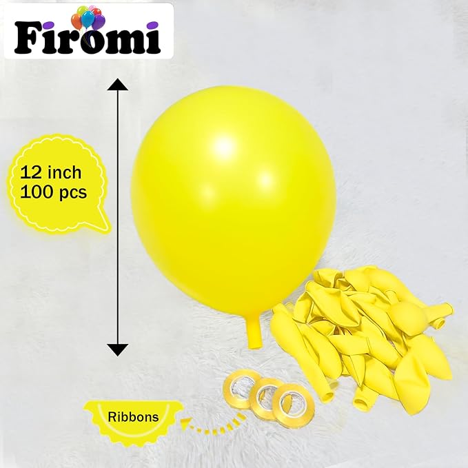 Firomi Matte Latex Yellow Balloons 12-inch 100 Pack | Big Helium Round Yellow - Image 2