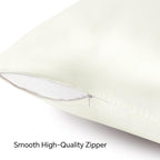 BEDELITE Satin Pillowcase with Zipper 2 Pack, Ivory Pillow Cases Standard Size, Super Soft and Cooling Similar to Silk Pillow Cases, Gift for Women Men(20x26 Inches)