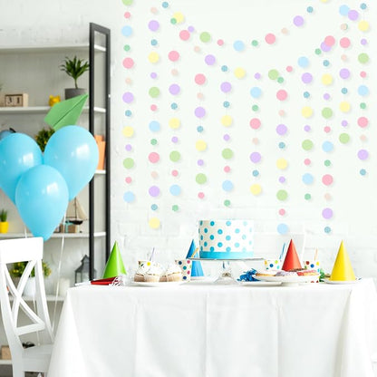 Outus 10 Pieces Colorful Circle Garland Banner Hanging Paper Dot Decorations - Image 4