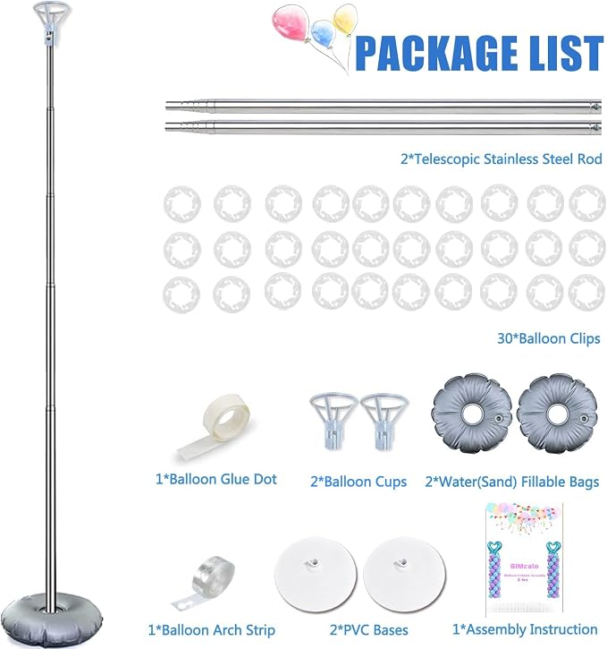 Balloon Column Stand Kit Set of 2, 7ft Height Adjustable Balloon Arch Kit - Image 5