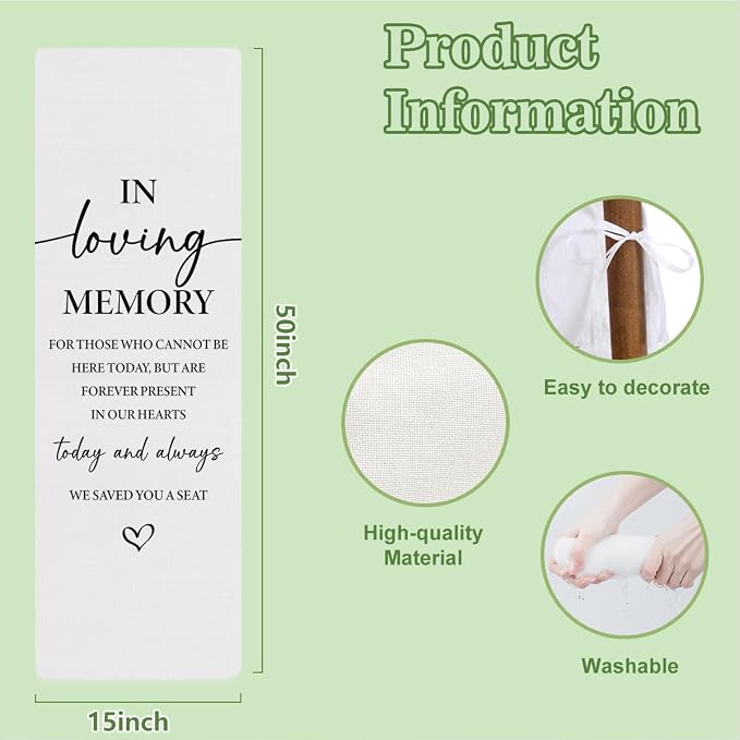 Memorial Reserved Signs for Wedding, In Loving Memory Wedding Chair Sign - Image 3