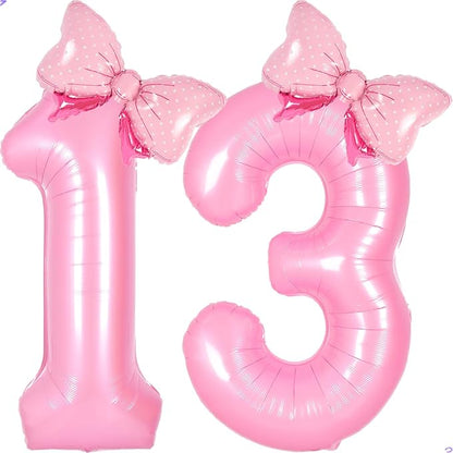Pink 13 31 Balloon Numbers Pink Birthday Decorations by Unknown
