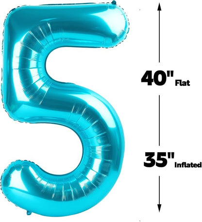 Blue Number 5 Balloon 40 inch, Balloon numbers party supplies, deco photo shoot - Image 3
