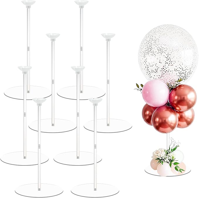 8 Pack Clear Acrylic Balloon Stands by Yudlto