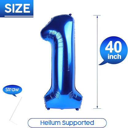 1 Balloon - Metallic Blue Birthday Number Balloons, 40 Inch Decorations | - Image 5
