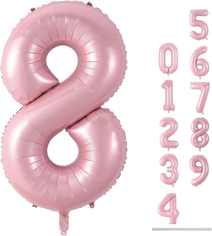 Pastel Pink 8 Balloons, Self Inflating Digit 8 Balloons by Lingqiang