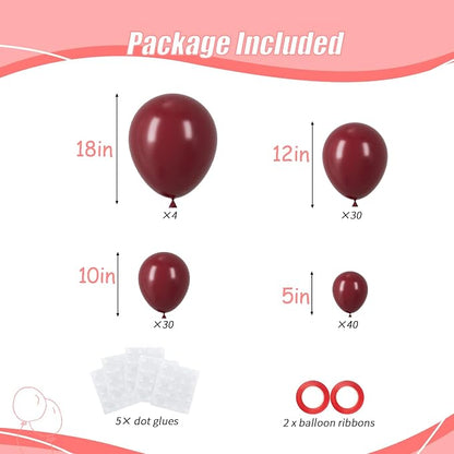 104pcs Burgundy Balloon Garland Arch Kit Different Sizes 18/12/10/5 Inch | - Image 2