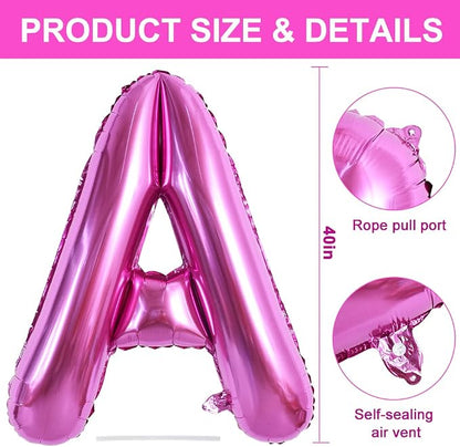TONIFUL 40 Inch Large Rose Red Letter A Balloons Giant Alphabet Hot Pink Letter - Image 2