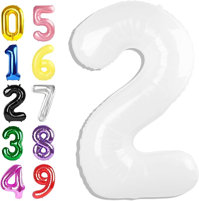 Number Balloons 40 Inch White 1 Balloon by Argthjy