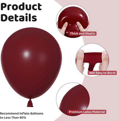 Ouddy Party 129Pcs Burgundy Balloons Different Sizes 18 12 10 5 Inch | 6Pcs 18” - Image 3