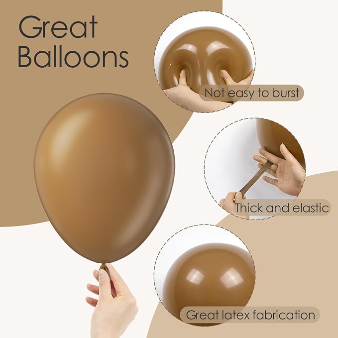 Awenztech 122pcs Brown Latex Balloons in 18 12 10 5 inches | Baby Shower - Image 3
