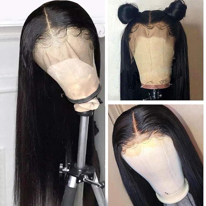 Lemoda 13x6 Straight Lace Front Wigs Human Hair 180% Density 13x6 HD Transparent Lace Front Wig Pre Plucked 15A Brazilian Virgin Glueless Human Hair Wigs for Women 24 Inch