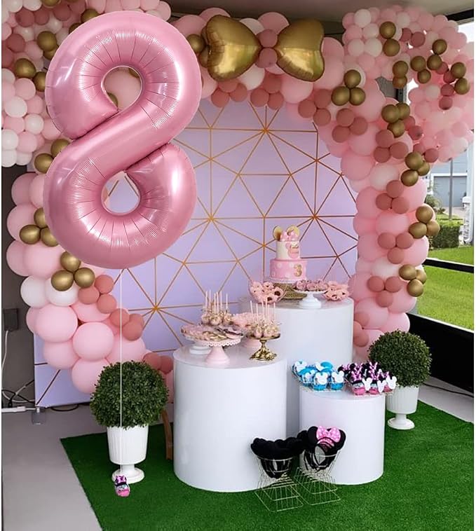 TONIFUL 40 Inch Pink Number 8 Balloons Large Foil 8th Birthday Decorations | - Image 5