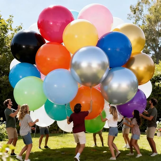 30 Pcs 36 Inch Giant Balloons Latex Large Assorted Color Rainbow Big Balloon - Image 4