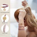 DIYDEC 10PCS Hair Ties Bracelet for Women 5 Styles Soft Braided Boho Hair Bands Elastic No Damage Hair Ties for Girls thick Thin Long Curly Hair Accessories(Pink)
