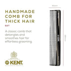 Kent 92T Black Graphite Wide Tooth Women’s Detangler Comb for Curly, Wavy, and Thick Hair – Ideal for Use on Wet Hair – Gentle, Shower Comb for – Anti-Static, Smooth - Styling Tool by Kent