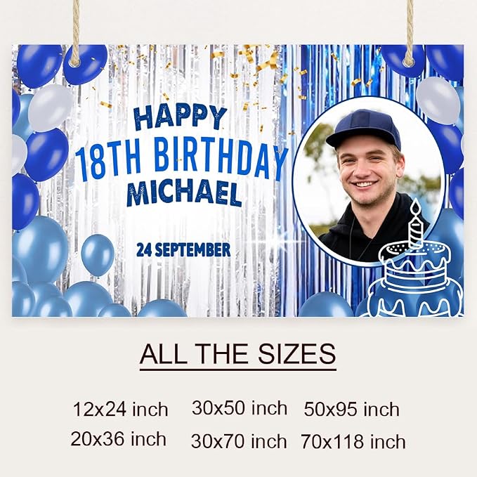 Generic Personalized Happy Birthday Banner, Customized - Image 2