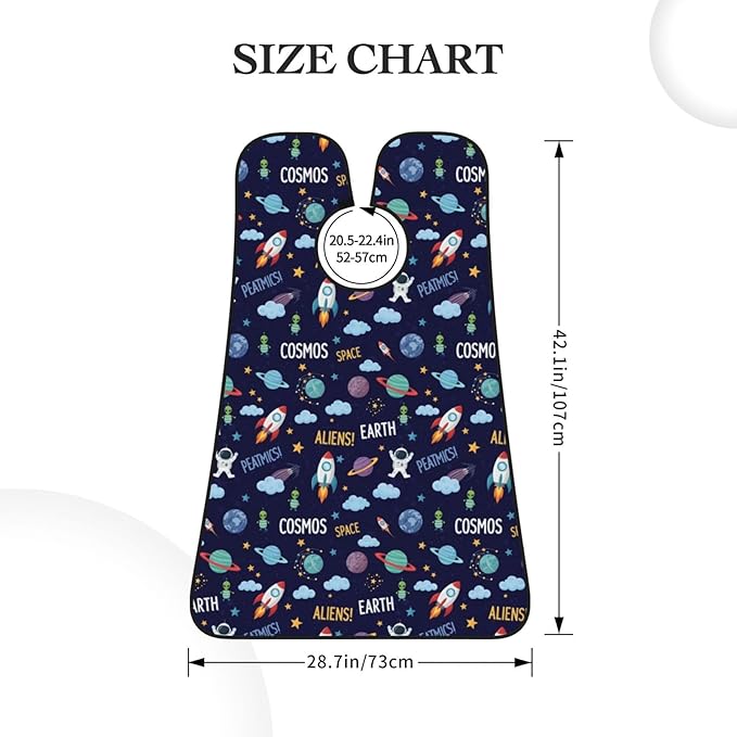 Beard Trimming Catcher Apron, Waterproof Non-Stick Grooming Bib for Shaving, Ideal for Men Dad Father’s Day, Cartoon Space Rockets Astronaunt Planets Stars Alien Art Shave Bib