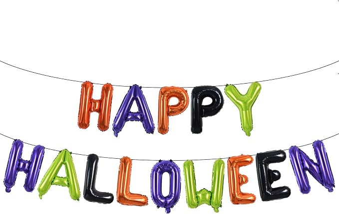 TONIFUL 16 Inch Happy Halloween Balloons Banner, Sign Decorations, Colorful by TONIFUL