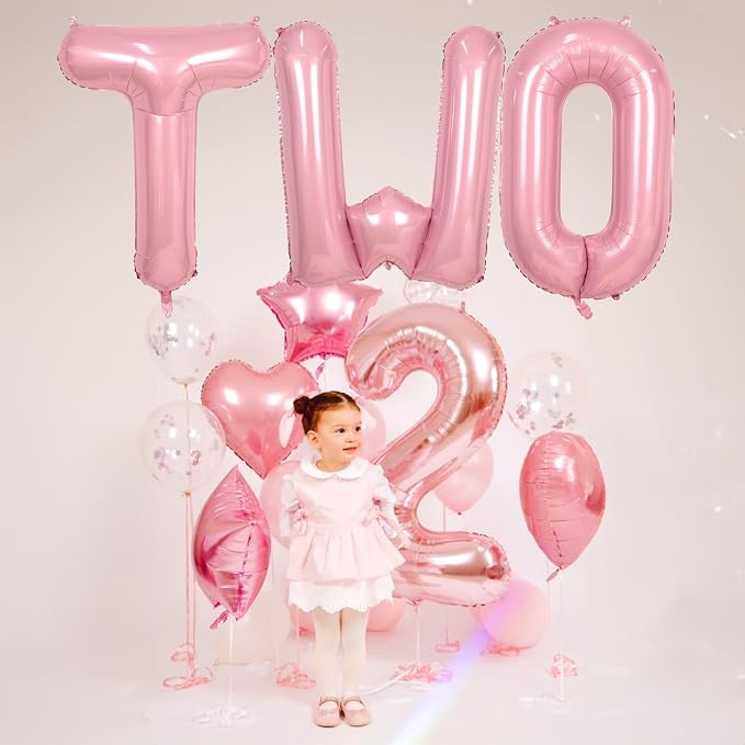 40 Inch Pastel Pink TWO Letter Balloons, Light Pink TWO Balloon Letters - Image 3