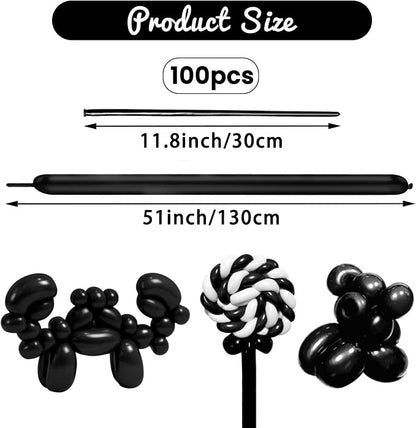 100Pcs Black 260 Balloons, Long Balloon - Image 2