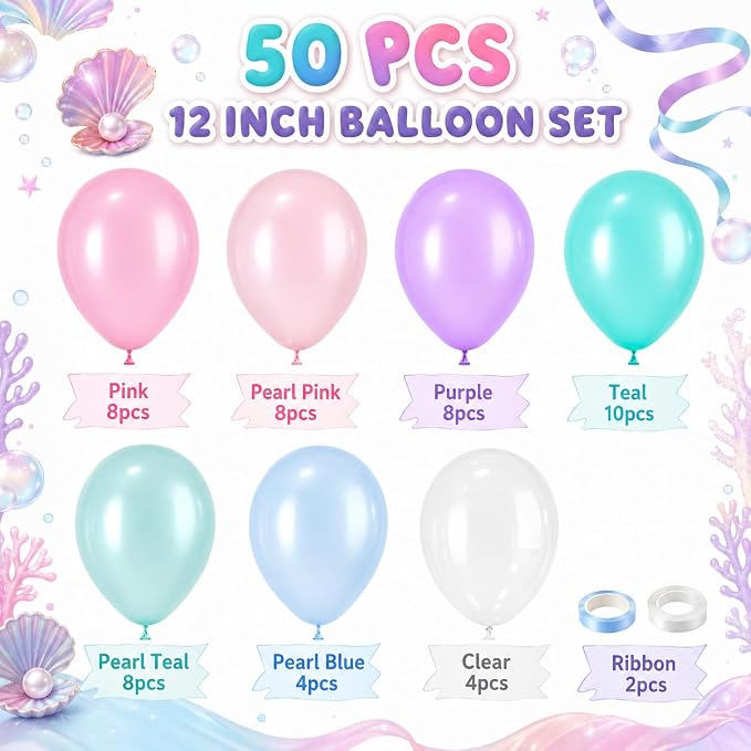 Pastel Pink Purple Teal Balloons - Image 2