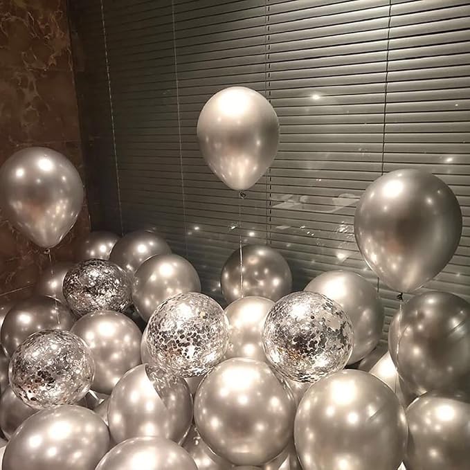 5 inch Metallic Silver Balloons - Image 4