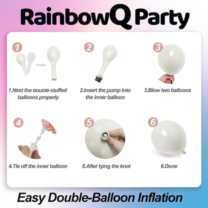 RainbowQ 165 Pcs Double Stuffed Pearl White Balloons Arch Different Sizes | - Image 3