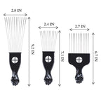 Hair Picks - Black Metal Afro Combs for Hair Styling, Fist Pick for Women and Men