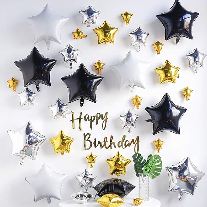 24Pcs 18" Black Star Balloons Foil Balloons Mylar Balloon - Image 3