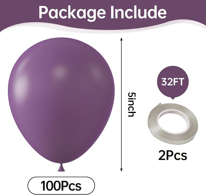 Retro Purple Balloons, Girl's Birthday Decoration, Wedding Party, Baby Shower - Image 2