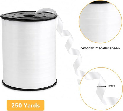 TONIFUL 250 Yards Shiny White Curling Ribbon 10mm Wide Balloon String | White - Image 2