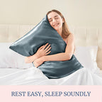 BEDELITE Satin Pillowcase for Hair and Skin, Super Soft and Cooling Similar to Silk Pillow Cases 2 Pack with Envelope Closure, Gift for Women Men(20"x36" King Size, Space Grey)