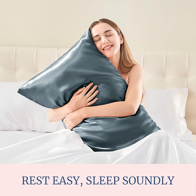 BEDELITE Satin Pillowcase for Hair and Skin, Super Soft Similar to Silk Pillow Cases 4 Pack with Envelope Closure, Cooling Pillowcases for Women Men (20"x30" Queen Size, Space Grey)