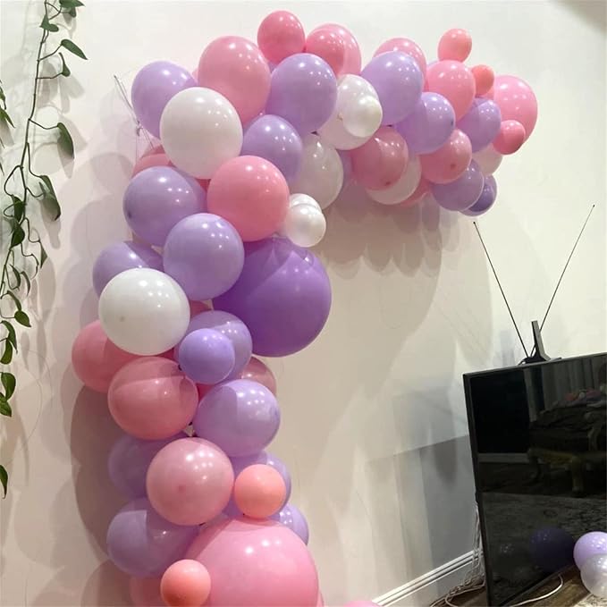 Pink and Purple Balloons, 75 Pack Pastel Purple Pink and Matte White Latex - Image 6