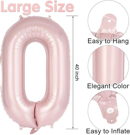 Light Pink Number 20 Balloon, 40 Inch Giant Mylar Number Balloons, Large Foil - Image 2