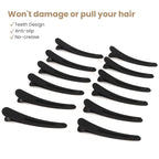 12 Pcs Black Hair Clips for Styling Sectioning, YISSION 4.7 Inch Large Alligator Hair Clips Hair Barrettes No Crease Duck Billed Hair Clip, Hair Styling Accessories for Women Girls
