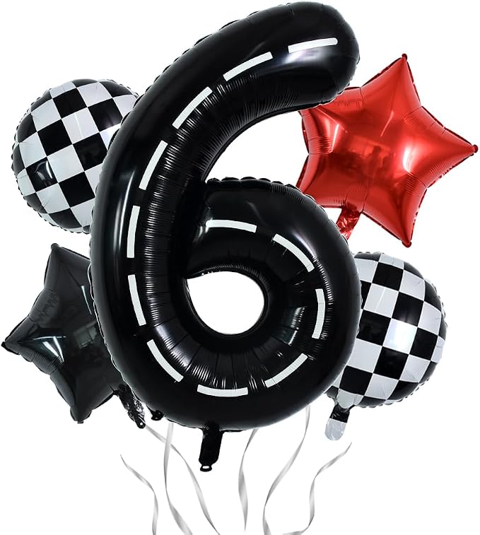TONIFUL 40 Inch Race Car 6th Birthday Balloons by TONIFUL